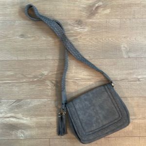 Crossbody faux grey leather purse